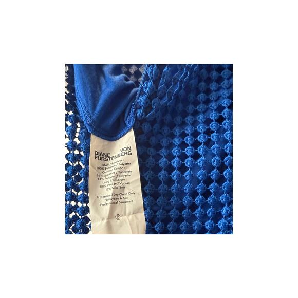 Diane Von Furstenberg Polka Dot Mini Shift Dress Blue Lined Size - Picture 4 of 4